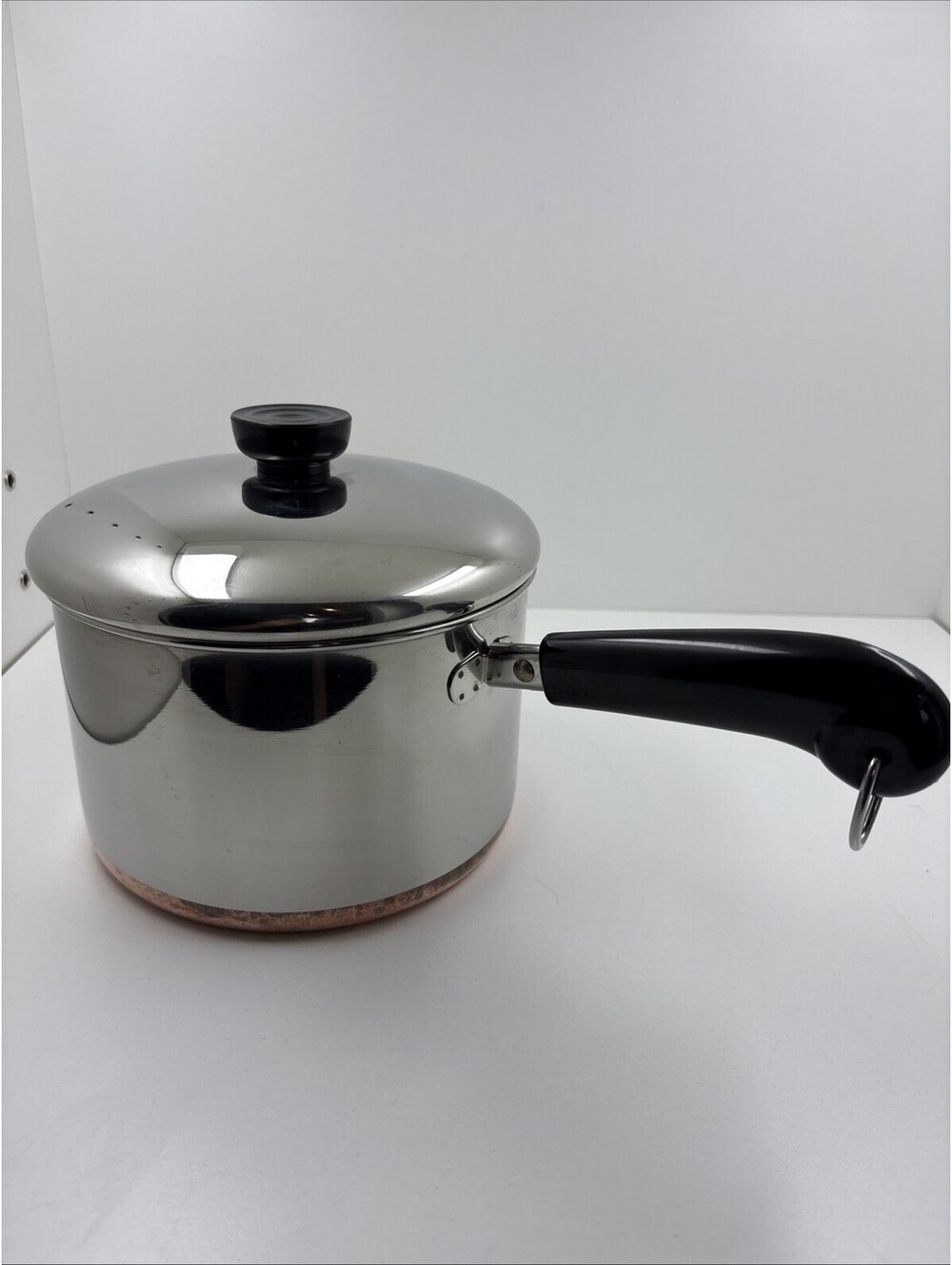 Vintage Revere Ware  1801 Copper Bottom 3 Quart Sauce Pan W/Lid U.S.A